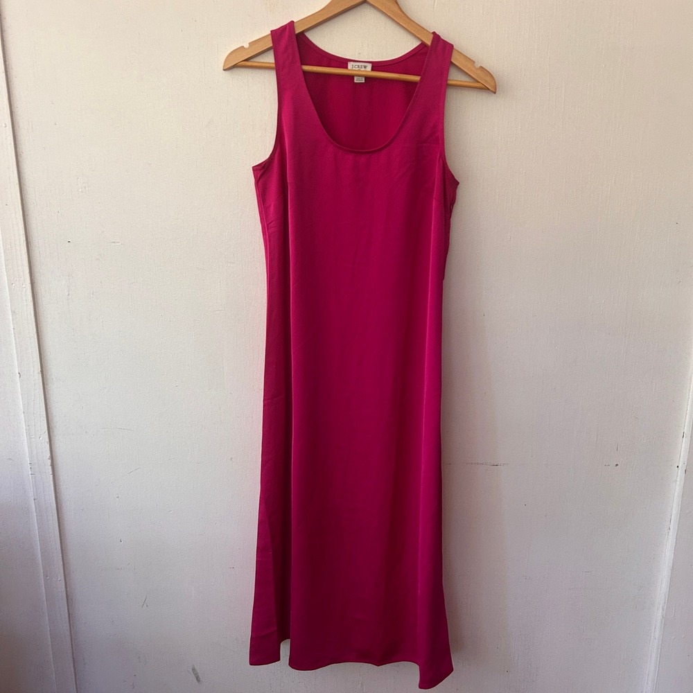 J.Crew Slip Dress Womens 6 Pink Sleeveless Scoop Neck Feminine Column Romantic